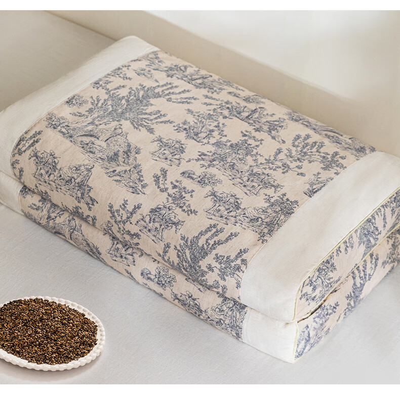 Grace Natural Buckwheat Husk Pillow Chinese Style Cotton Linen Buckwheat Pillow Cervical Pillow 35*55cm 4