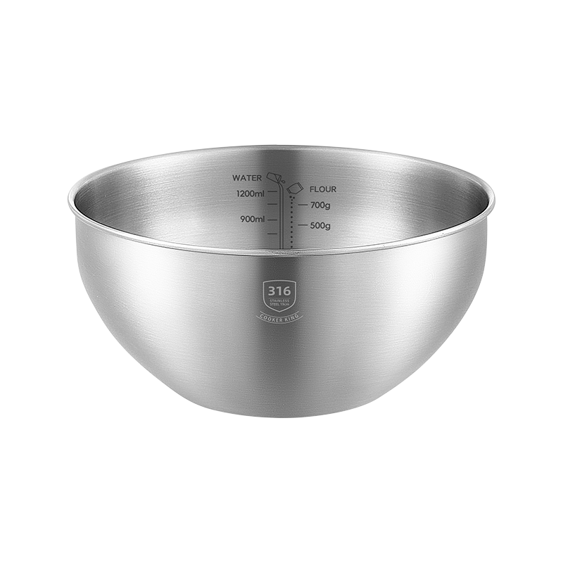 COOKER KING 316 Stainless Steel Thickened Deep Mixing Bowl 19cm Kitchen Vegetable Washing Dough Beating Salad Bowl Household Use