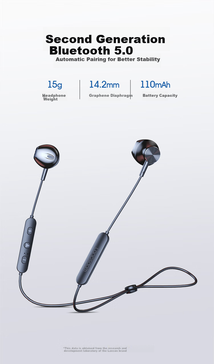 Lanshidun True Bone Conduction Headphones, Open-Style Bluetooth Wireless Gaming Running Cycling IPX8 Waterproof Sports Swimming Earphones, Suitable for Apple Huawei, BE20 Black And Gray 1
