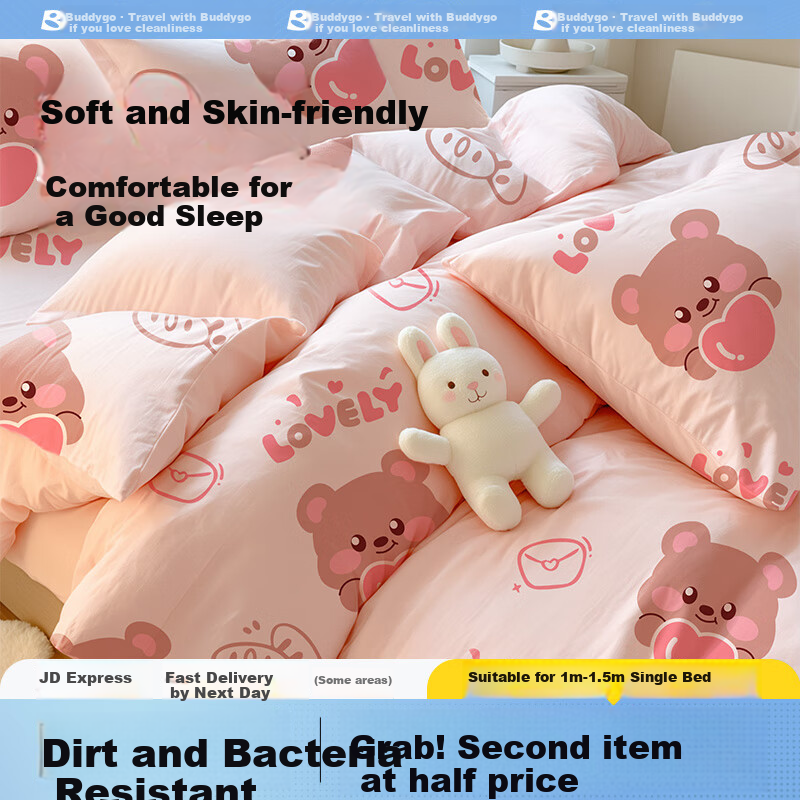 BADIGAO Disposable Three-Piece Set: Thickened Sterilized Bedding Set Including Sheet, Duvet Cover, And Pillowcase for Single Person, Hotel Bedding Supplies
