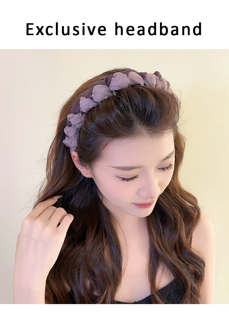 Jianyingshu Elegant Purple Temperament Hairband Women's New High Crown Face Washing Headband Press Hair Hair Accessories 1