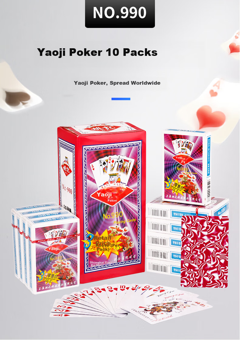 Yaoji Playing Cards, 990 Durable Poker Cards, Texas Hold'em Poker Cards, Guandan Poker Cards, Wholesale for Dou Dizhu, 50 Decks Per Set 1