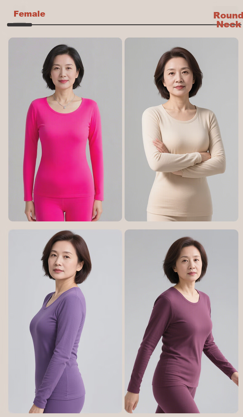 Hengyuanxiang Middle-Aged And Elderly [100% Pure Cotton Autumn Underwear Set] Women's Antibacterial Thermal Underwear Set, Thin Base Layer for Mom's Winter Wear 15