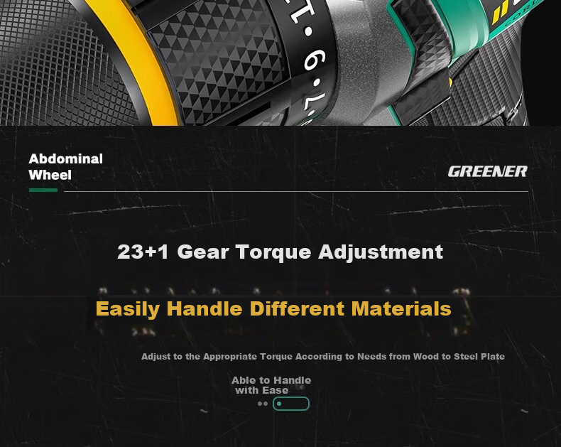 GREENER 21V Brushless Steel Cannon Lithium Drill, 55N.M Electric Drill, Rechargeable, Multi-Functional [Includes 27 Drill Bits] 19