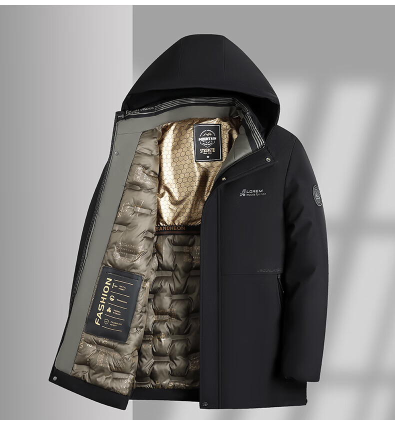 TUCANO Men's Winter Cotton Padded Jacket, Fleece Lined Thickened Coat, Men's Cold-Resistant Warm Business Casual Hooded Outerwear 3