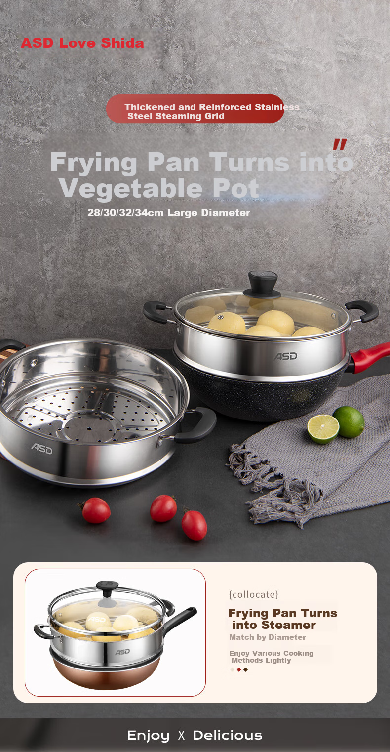 ASD Steamer Pot Steaming Rack 430 Stainless Steel Wok Steamer Universal Steamer Single Layer Steaming Rack 28CM ZS28Z3WG 1
