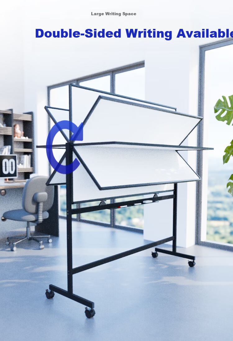 BBNEW Premium Whiteboard Stand-Style One-Touch Flip Writing Board, 120*90cm H-Shaped Frame, Movable Double-Sided Magnetic Writing Board for Office Meetings, Home Use, Teaching, Children's Blackboard NEWO 4