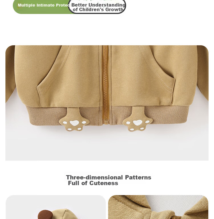 Badibadi Spring And Autumn Infant Boy's Hooded Jacket, Cardigan, Sports Casual Versatile Outerwear, Meishijia Bear, Size 80 11