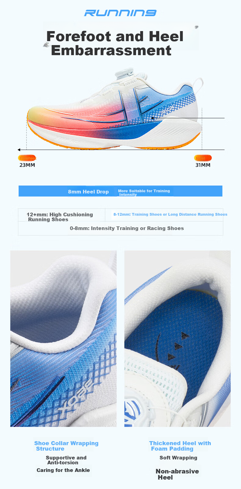 XTEP Children's Shoes, Boys' 360X Youth Physical Test Carbon Plate Running Shoes, Classic White/Beijing Blue, Size 40 7