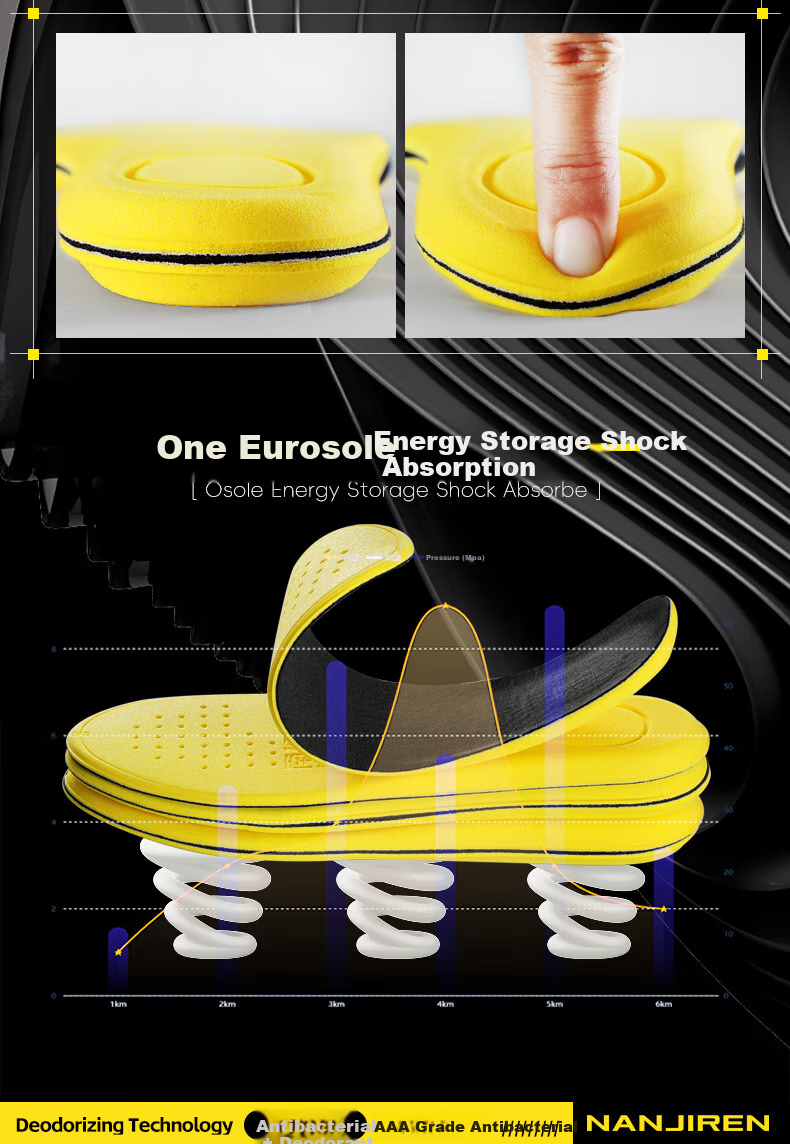 Nanjiren 3 Pairs of Odor-Resistant Insoles, Military Training Insoles, Soft And Elastic, Comfortable for Long-Standing, Sports Deodorizing, Antibacterial, Shock-Absorbing, for Running, Suitable for Men And Women, Size 43 11