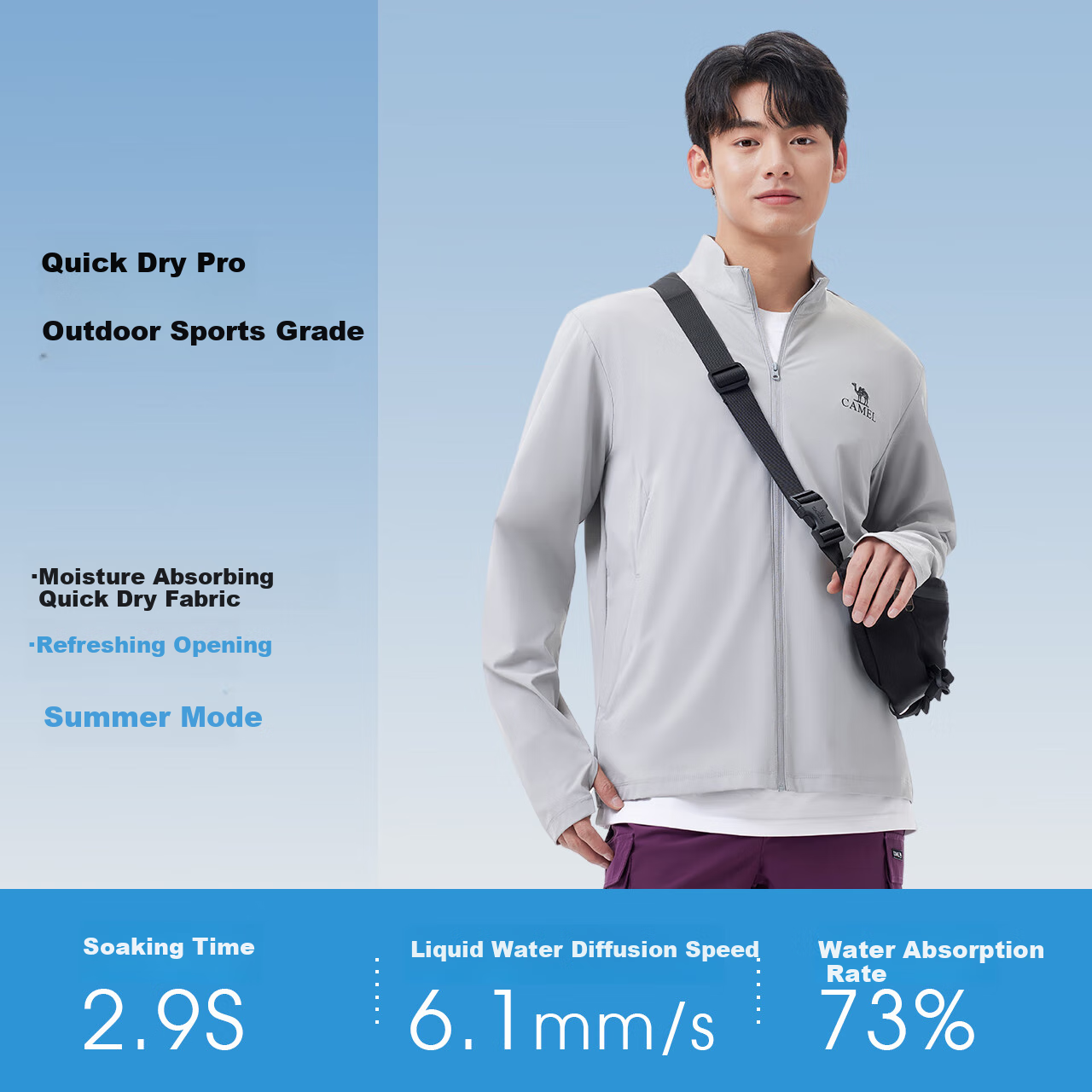 CAMEL Cold White Outdoor Original Yarn Sun Protection Clothing, New Style for Men And Women, UPF2000 Stand Collar Slim Fit Quick-Dry Sun Protection Garment, Size M