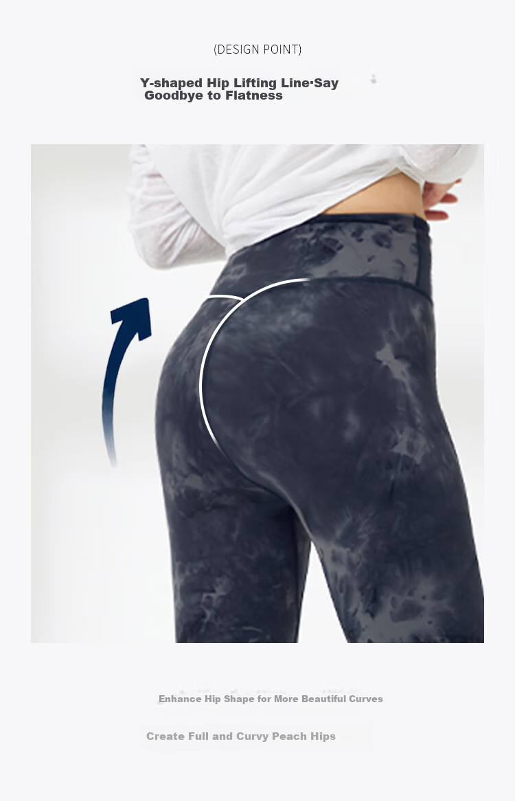 I'd National Style Tie-Dye Printed Yoga Pants for Women, Nude Feel Slim High-Waisted Butt-Lifting Running Fitness Yoga Pilates Leggings 5