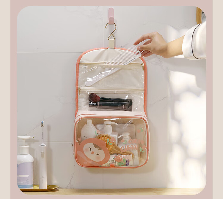 Bona Cloud Travel Toiletry Bag Makeup Bag for Women Portable Hanging Cute Transparent Waterproof Large Capacity Cosmetic Storage Bag for Business Trips 4