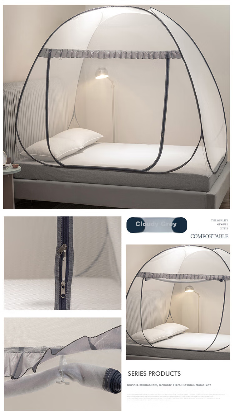 Grace Class A Household Mongolian Yurt Mosquito Net Single Door Opening 1.8 Meters Cloud Gray [No Installation Required] 2