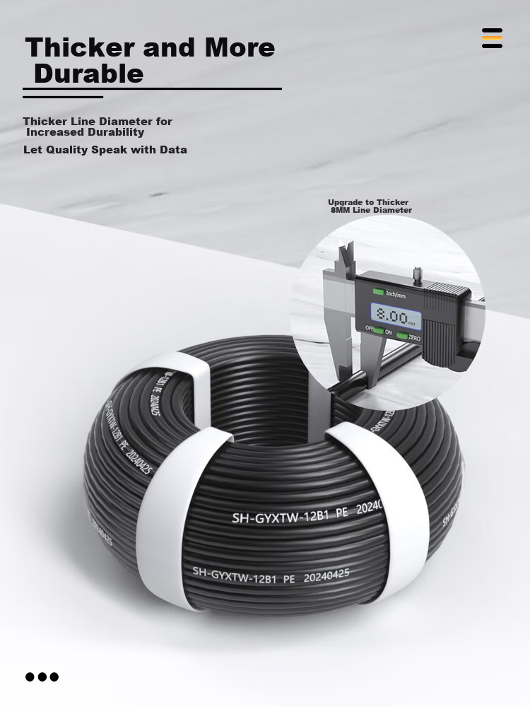 SUHAO GYXTW Core Bundled Outdoor Optical Cable, 12-Core Optical Cable 1 Meter, Single-Mode Armored Optical Cable for Overhead And Underground Installation, Outdoor Fiber Optic Cable, SH-GYXTW 7