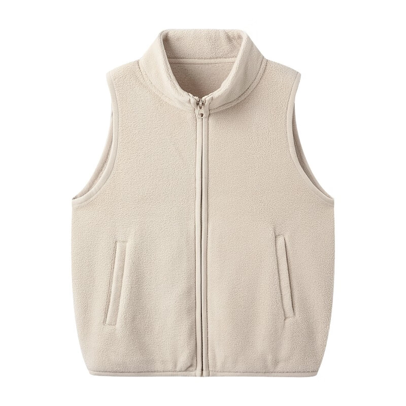 Threegun Kids Fleece Vest for Boys and Girls, Light Beige, Size 140