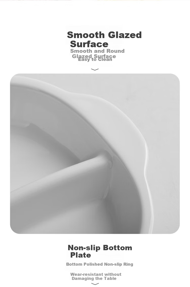 Banwushenghuo Ceramic Divided Plate for Weight Loss, 211 Compartments, High-Quality Three-Section Breakfast Plate with Weight Control Desig 3
