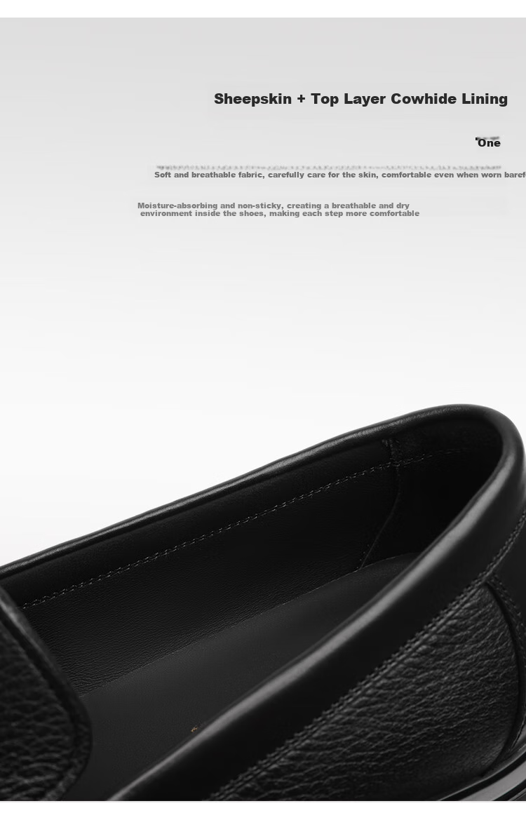 Goldlion Men's Shoes, Business Leather Shoes, Lightweight And Durable, Deerhide Loafers, G580430546AAA, Black, Size 40 6