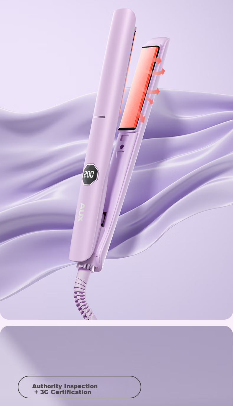 AUX Straight And Curled Hair Iron with Negative Ion, Hair-Friendly, Anti-Scalding, Dual-Use for Straight And Curly Hair, Five Temperature Settings, Bangs Clip, High Crown Volumizing Tool, Curling Iron, 520 Gift 15