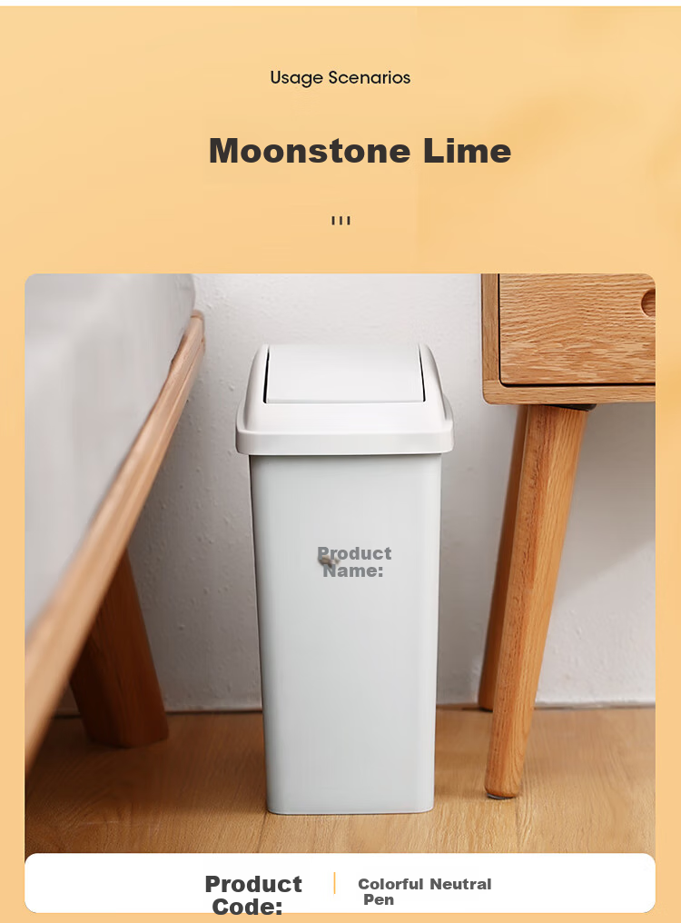 MARYYA Lidless Trash Can, 12L Large Square White, for Home Bathroom Living Room Dorm Office, Narrow Gap Garbage Bi 13