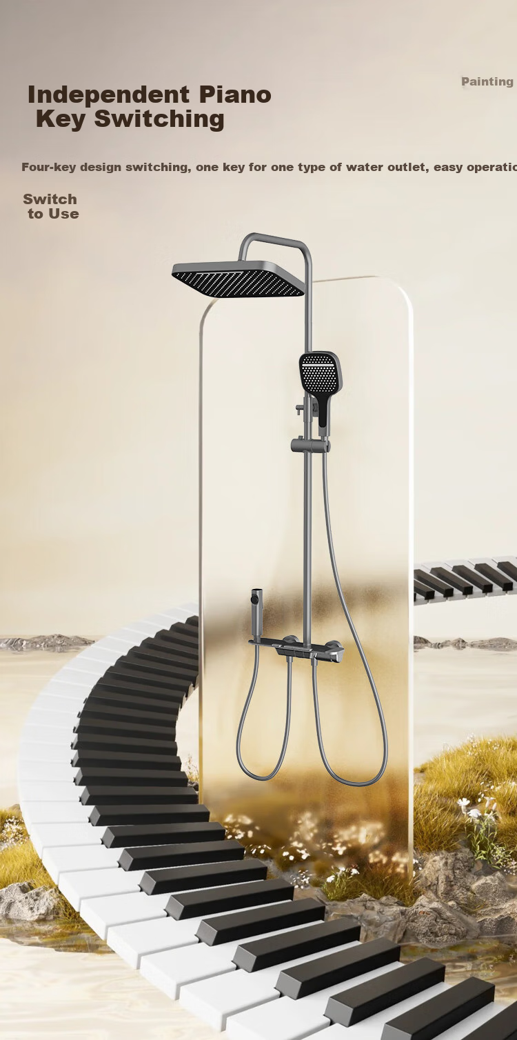 Haier Xiaohaijing Shower Head Set, High-Quality Copper Water Path with Large Storage Platform, Pressure-Boosting Spray Gun, Piano Key Design, Complete Integrated Set 5