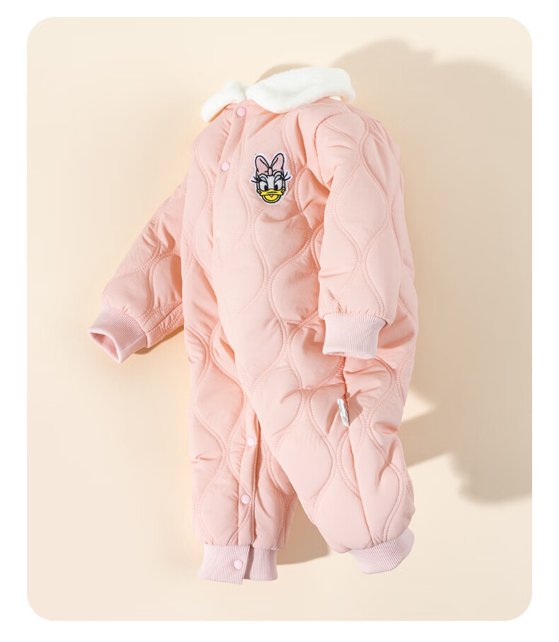 Disney Kids Winter New Cartoon Comfortable Warm Quilted Woven Jumpsuit Romper Light Coffee 90cm 2