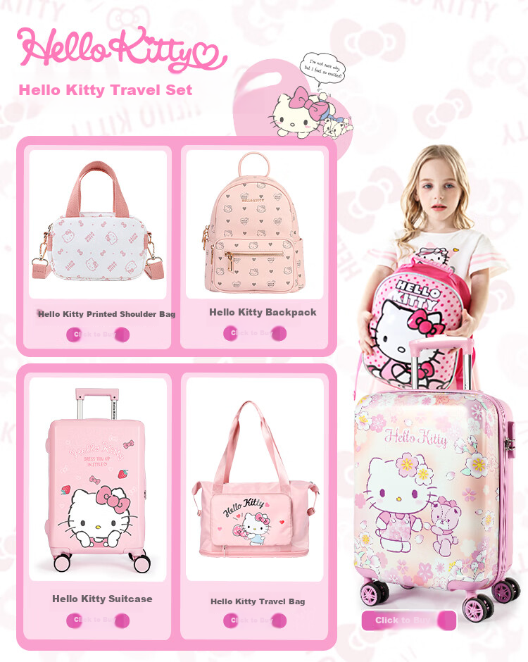 Mesuca X Sanrio Kuromi Password Lock Suitcase with Universal Wheels, Girls' Trolley Case, 18-Inch Children's Luggage, Carry-On Suitcase 1