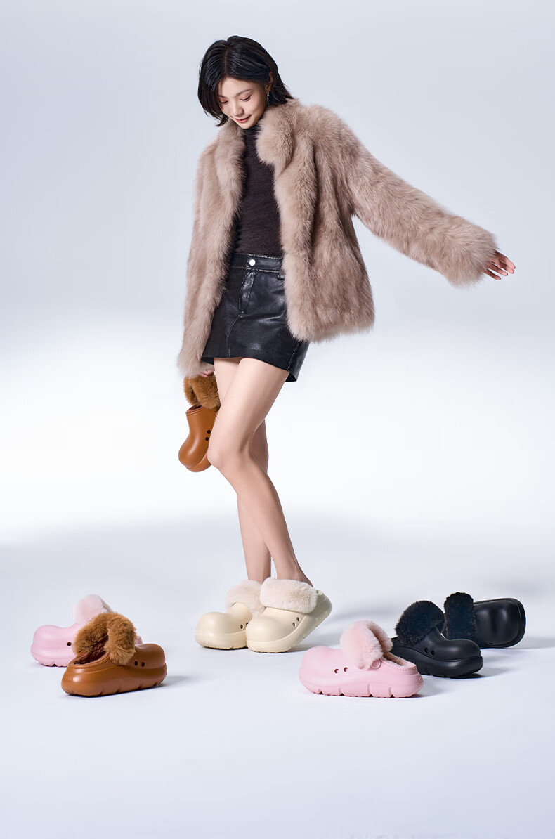 BEYS Zhang Xiaowan Style Furry Slippers 2025 New Women's Winter Thick Sole Cotton Shoes Birkenstock Snow Boots Sand Color 35-36 1