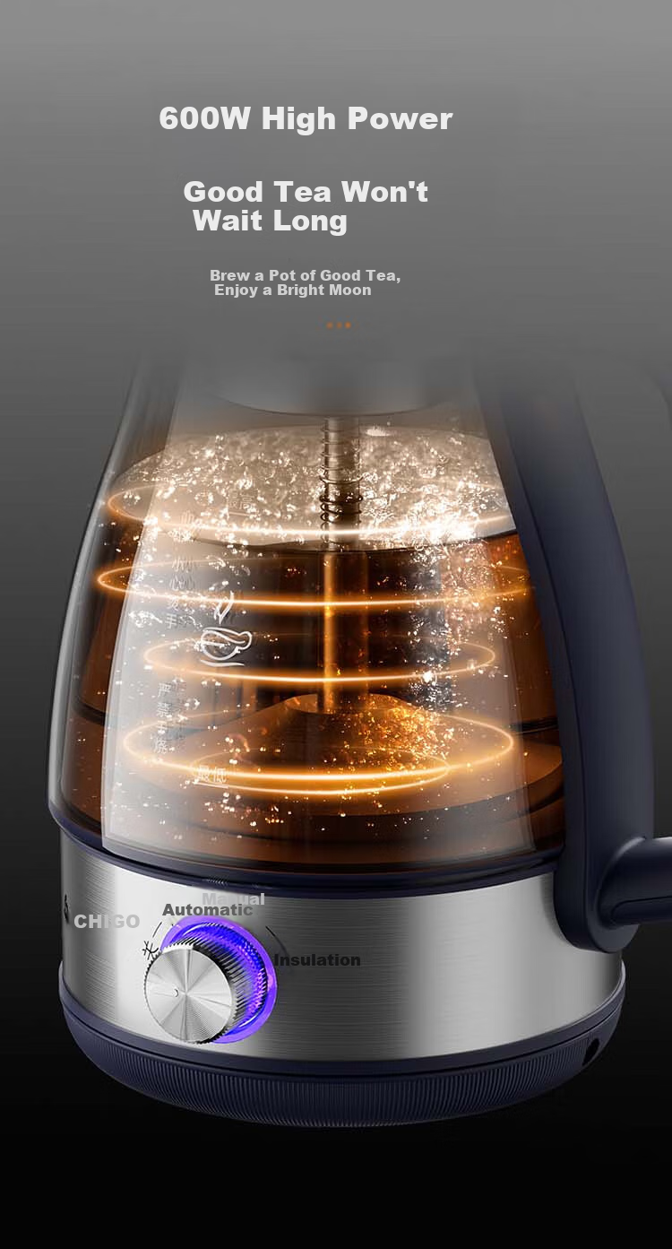 CHIGO 1L Health Pot Electric Tea Kettle 316 Stainless Steel Spray Steaming Tea Maker Multi-Function Tea Brewing and Boiling Kettle 4