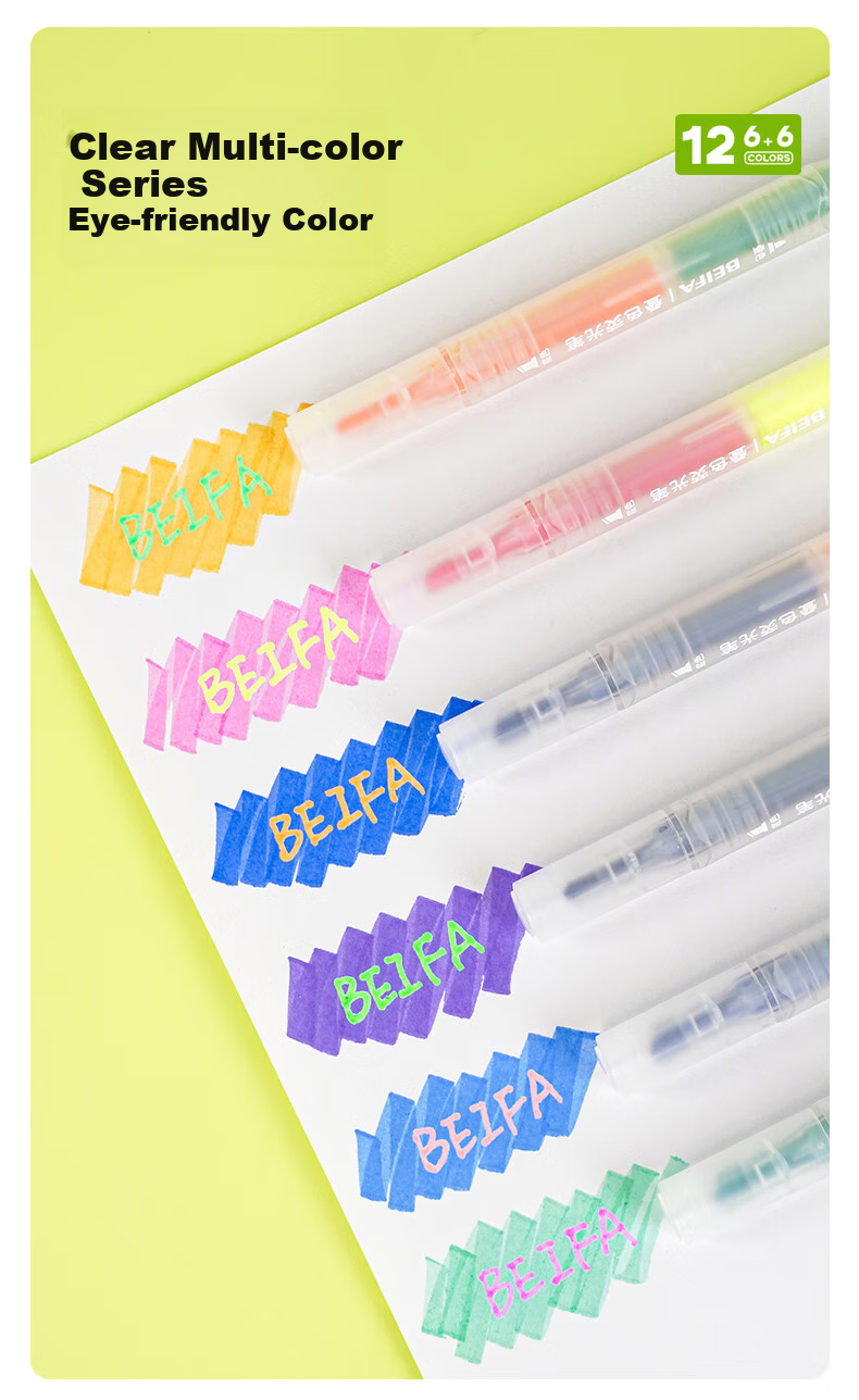 BEIFA Dual-Head Layered Highlighter Pen, Marking And Emphasis without Bleeding Soft Tip Marker Pen, High-Value Handwritten Journal Pen, Breaking Dawn Thrill [Back-To Essential] 7