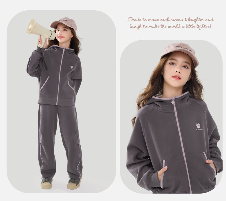 Disney Girls Casual Set Autumn New Children's Hoodie Youth Sweatpants ET026 Wind Violet 170 4