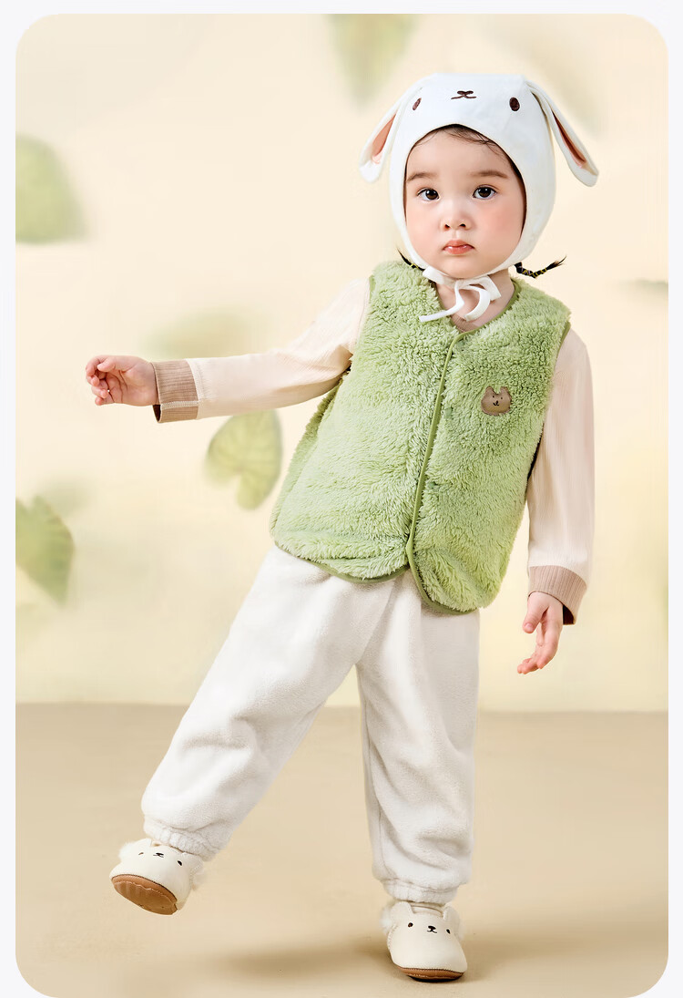 Minibala Antistatic Children's Warm Vest Unisex Baby Autumn Winter Double-Sided Coral Fleece Waistcoat 19