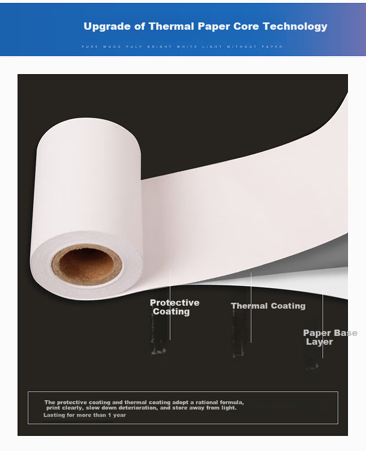 Youku 58m Printer Thermal Receipt Paper, 57mm*50mm Supermarket Restaurant Takeout Receipt Paper, Cash Register Printing Paper, 100 Rolls/box 3