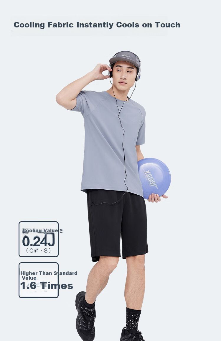 JD Original [UPF100+] Cool-Feeling Sun Protection Sports T-Shirt for Men, Quick-Dry Air Conditioning Running Short-Sleeve Men's T-Shirt, Light Gray, M 3