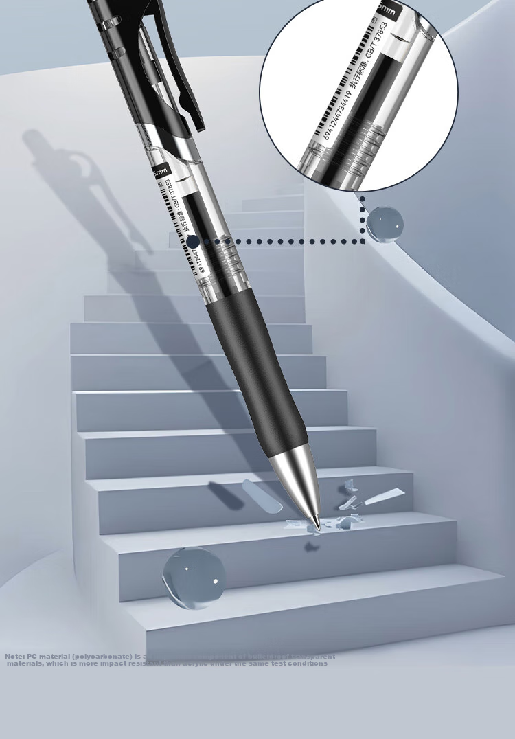 JD Original [JINGDONG Jinbang] Xiaojingang Retractable Gel Pen, Stylish White Protective Cover, Quick-Drying, Drop-Resistant, Office Signing Pen, Water-Based Pen for Students' Practice, 0.5mm Black, 12 Pcs, JD1004 5