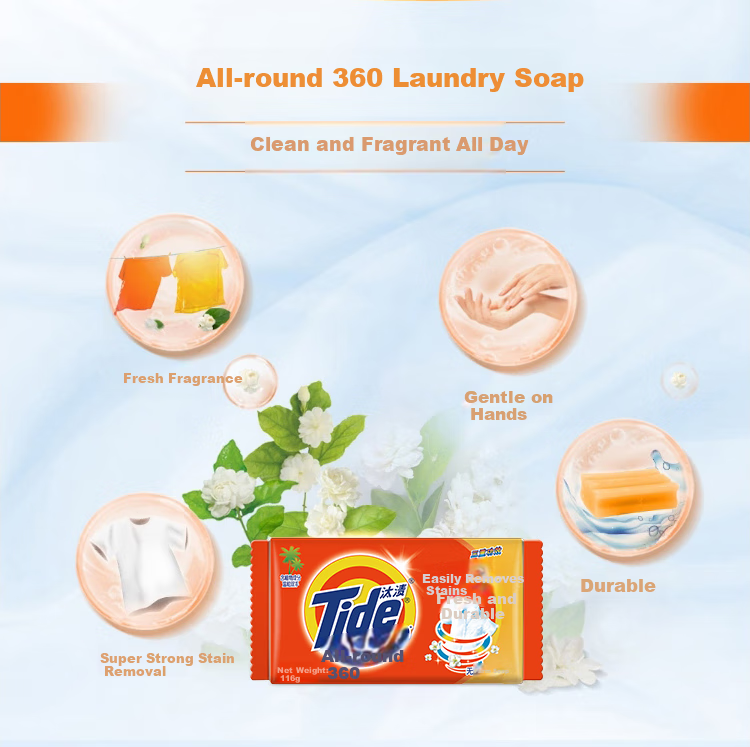 TIDE [Full Package] All-In 360-Degree Triple Effect Laundry Soap, Bundled Pack, 116g X 6 Bars 2