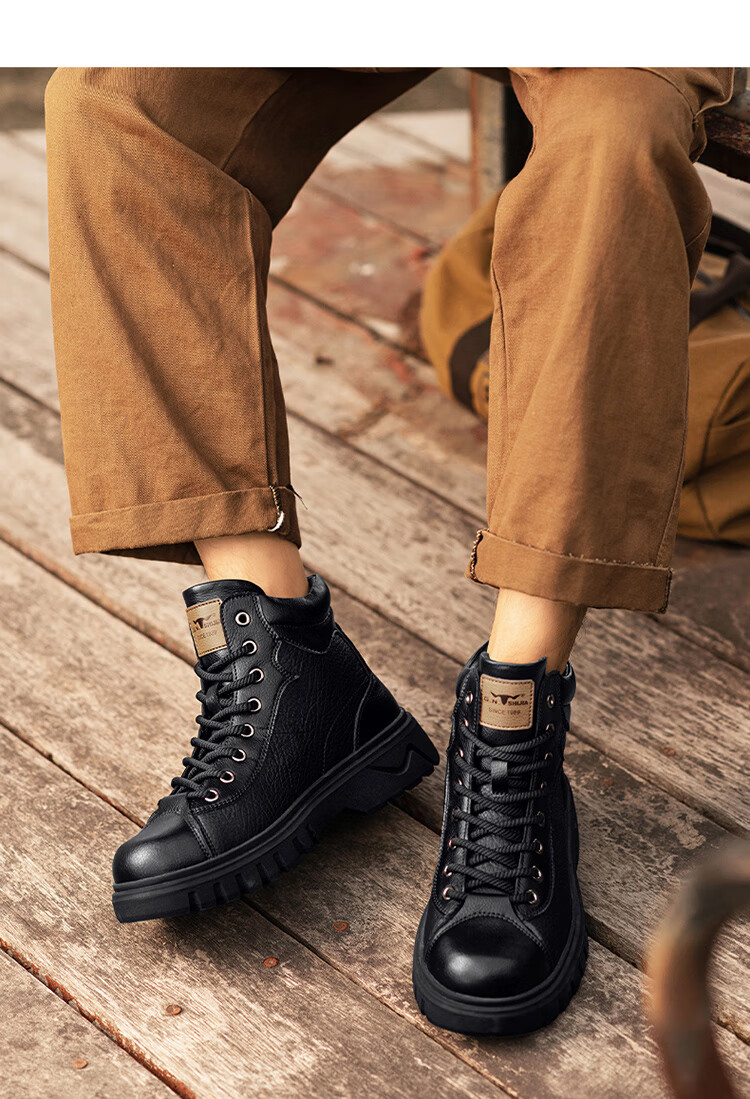 G.N.Shi Jia Men's Boots 2025 Autumn Winter New Low-top Martin Boots Outdoor Thick-soled Casual Leather Shoes Trendy Versatile Men's Shoes 18