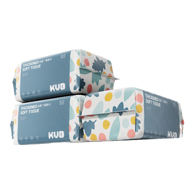 KUB Baby Soft Wipes for Face, Hands And Bottom, Dual-Use for Dry And Wet, Newborn Face Towels, Extra Thick, 60 Sheets * 25 Packs/box