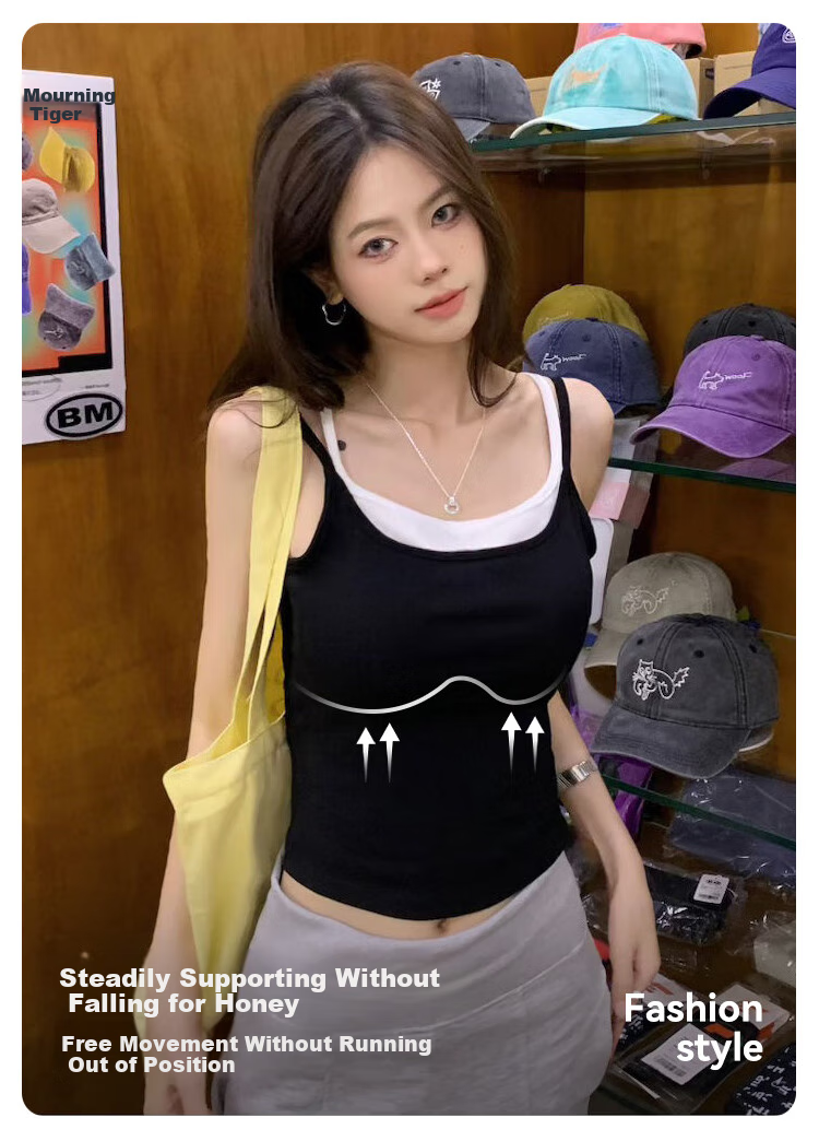 FitonTon Women's Padded Camisole Summer Two-in-One Bowknot Backless Bra Tank Top 6