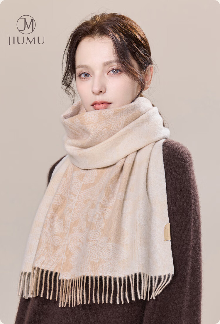 JIUMU 100% Cashmere Scarf Women Autumn Winter Shawl Warm Neck Warmer Female New Year Birthday Gift Box Set 1