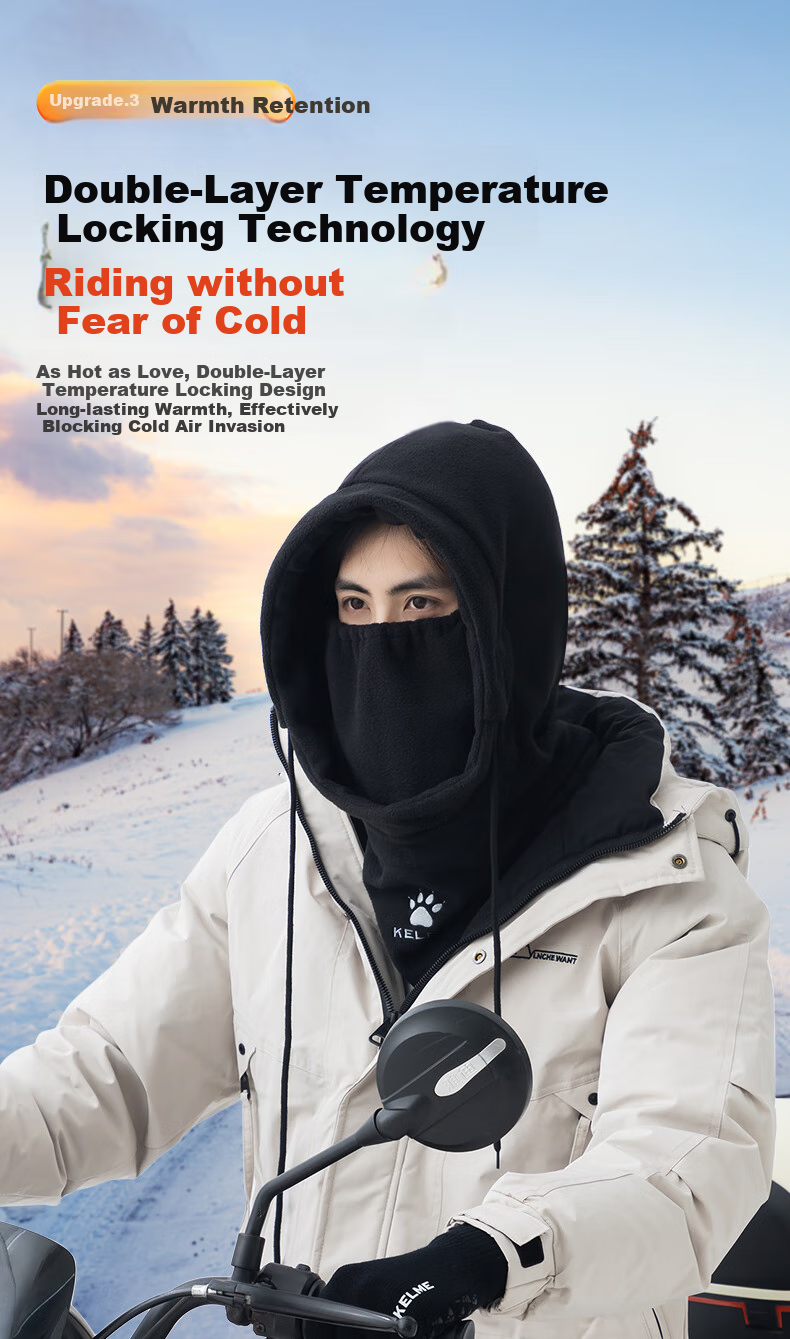 KELME Cycling Face Mask Balaclava, Winter Warm Hat for Men And Women, Fleece-Lined Neck Gaiter, Electric Motorcycle Snow Ski Face Protection against Cold Wind 5