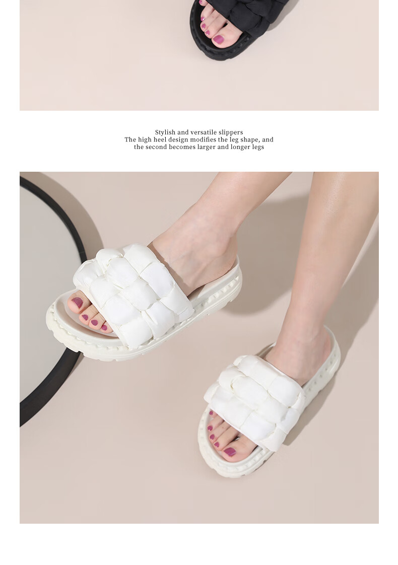 FOOTOPPO Women's Summer Fashion Thick-Soled Slip-On Sandals Non-Slip Beach Slippers 12