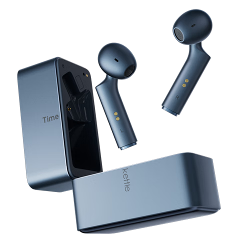 TimeKettle W4 Bone Conduction AI Dual-way Simultaneous Translation Earbuds Real-time Voice Translator Smart Multi-language Offline Translator Navy Blue