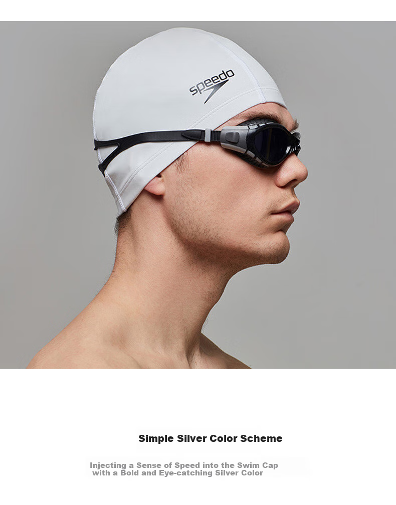 Speedo Classic Silicone-Coated Swim Cap with Three-Layer Fabric, Soft And Comfortable Swimming Cap, Black 2