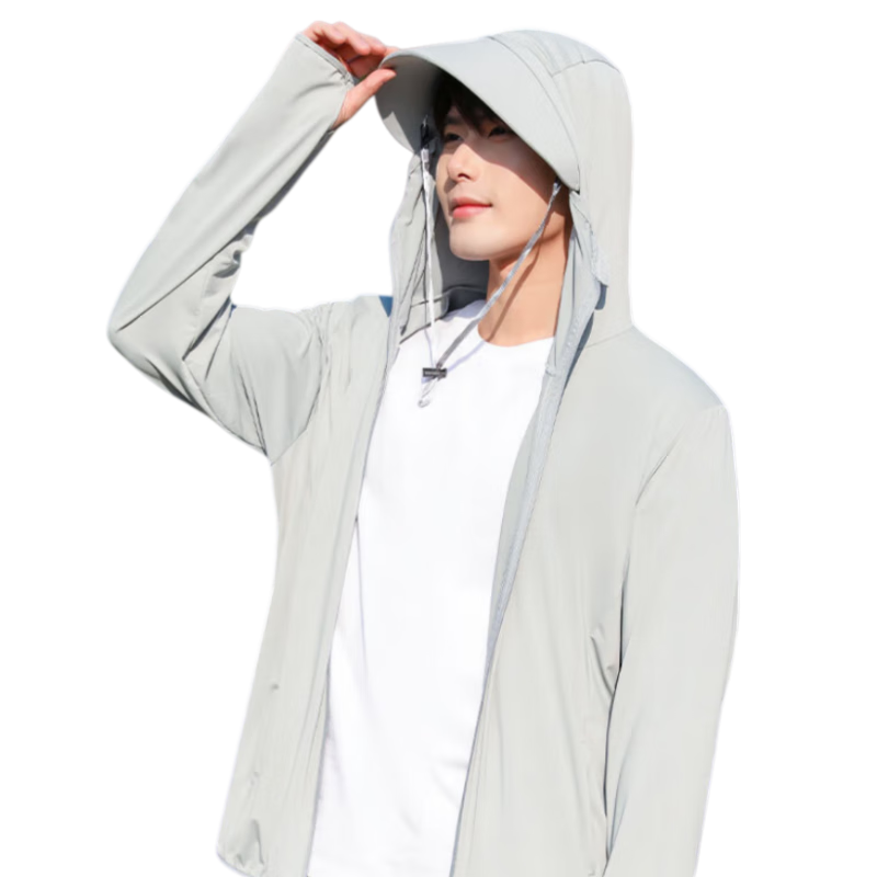 LangSha Men's Ice Silk Sunscreen Jacket Spring Summer UV Protection Ultra-Thin Breathable Outdoor Skin Jacket Fishing Coat