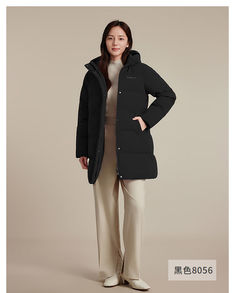 Bosideng Women's Winter Down Jacket Loose Comfortable Mid-Length Fashion Casual Thickened Hooded Versatile Coat 10