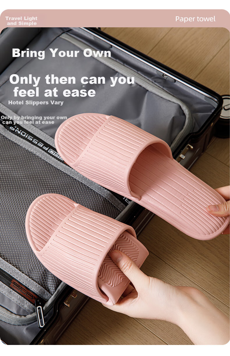 GUOLUOFEI Foldable Portable Ultra-Light Slippers for Travel And Business Trips, Hotel Bathroom Slippers for Men And Women in Summer, Gray, Size 44/45 2