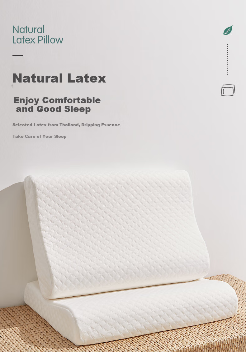 BEYOND Home Textile Latex Pillow, Thai Curved Cervical Pillow Core, Student Pillow, Single Pack, 50*30*9/7cm 1