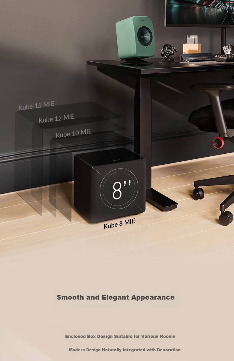 KEF Kube 8 MIE High-Power Active Subwoofer, Home Theater Super Bass Speaker, Low-Frequency Loudspeaker, One Piece, Black, Graduation Gift 5