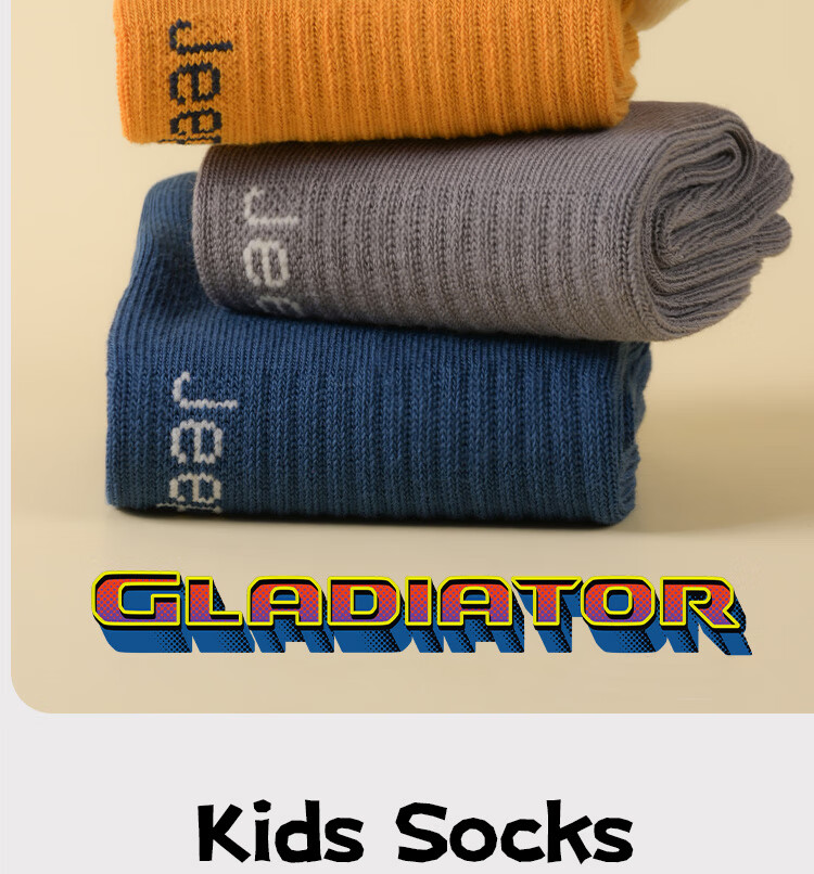 JEEP Children's Mid-Calf Socks, Autumn And Winter, 100% Pure Cotton, Boys' Socks, 10A Antibacterial And Odor-Resistant, for Older Children, Students, And Toddlers 7